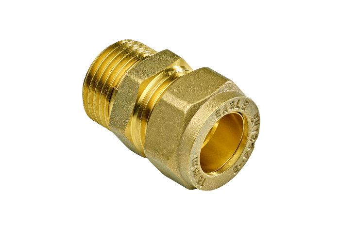 Overgangsnippel 1/2" x 15 mm messing